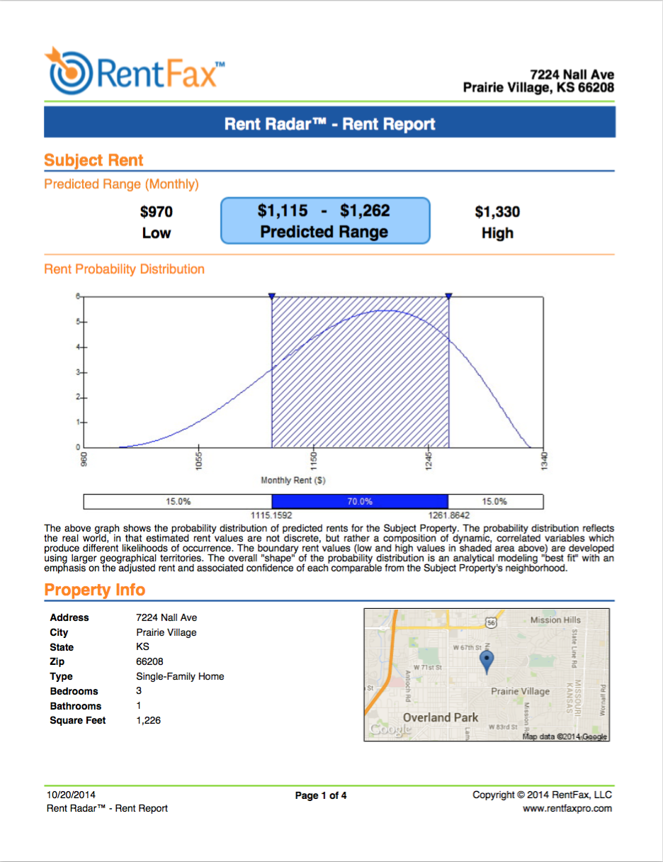 An image of rent report from rent fax